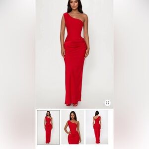 Fashion Nova One-Shoulder Red Maxi Dress